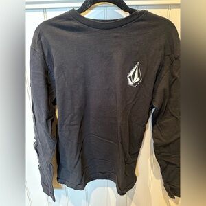 VOLCOM Boys Size Large Black & White Long Sleeve Tee Shirt